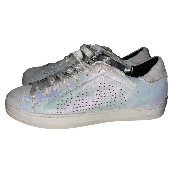 p448 Rare Silver White Iridescent Camo Design Sneaker Size 5-5.5 - Picture 5 of 10